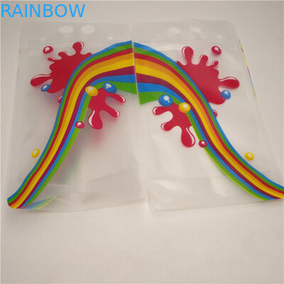 Os sacos do reforço da parte inferior do leite do suco claro, duráveis levantam-se malotes da folha com punho