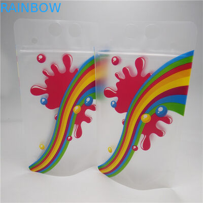 Os sacos do reforço da parte inferior do leite do suco claro, duráveis levantam-se malotes da folha com punho