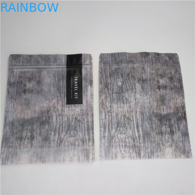 O empacotamento dos cosméticos de Gu da parte inferior do fechamento do fecho de correr plástico levanta-se o malote de Mylar com parte dianteira clara