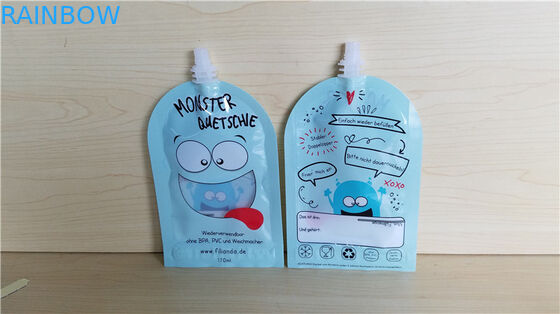 Sacos Sealable do recipiente reusável do leite do suco da bebida do alimento dos malotes do bico do comida para bebê