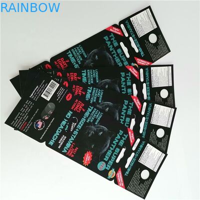 Cápsulas super do cartão de papel da pantera que empacotam a cor de CMYK para os comprimidos masculinos do realce