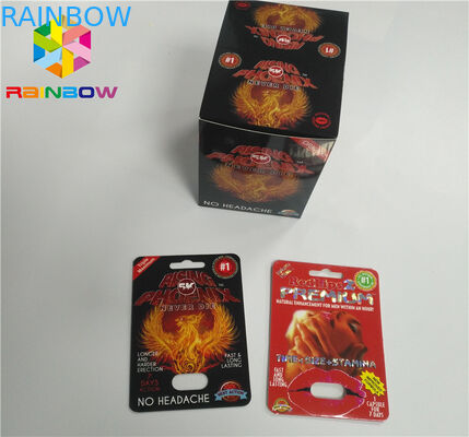 caixa de exposição de empacotamento da bolha plástica do cartão da bolha do rinoceronte 3d para comprimidos do sexo das cápsulas