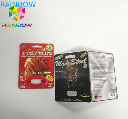 Deslize os comprimidos masculinos do realce do cartão da inserção da bolha que embalam o revestimento da superfície 3D