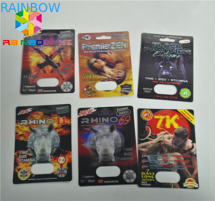 Bloco estrangeiro de empacotamento da cápsula dos comprimidos do papel do rinoceronte 3d do pó do cartão feito sob encomenda da bolha