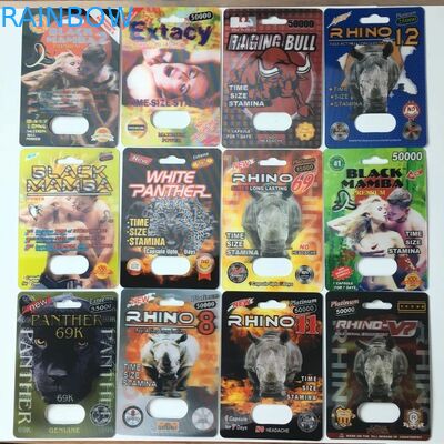 Cartões sexuais da bolha do efeito do zen 3D da caixa de papel da exposição 3D do poder masculino primeiros para comprimidos