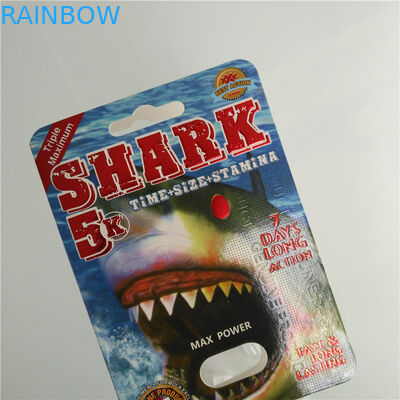 Bloco masculino de empacotamento dos comprimidos do realce do cartão de papel da bolha com bala plástica