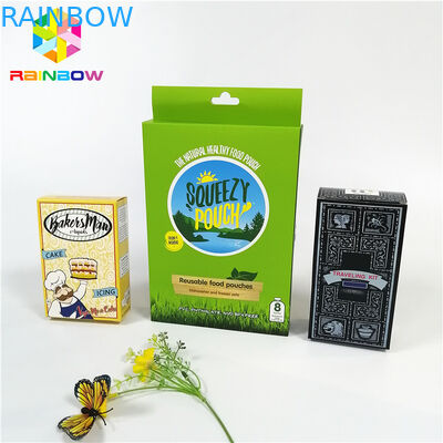 O tipo feito sob encomenda reciclável do projeto do logotipo imprimiu caixas de cartão de papel de carimbo quentes UV com furo do cair para cosméticos do presente