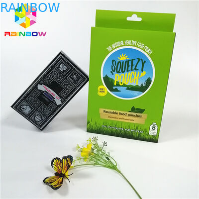 O tipo feito sob encomenda reciclável do projeto do logotipo imprimiu caixas de cartão de papel de carimbo quentes UV com furo do cair para cosméticos do presente