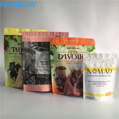 Saquinhos de chá impressos personalizados que empacotam a selagem biodegradável da parte superior do zíper do malote Standup