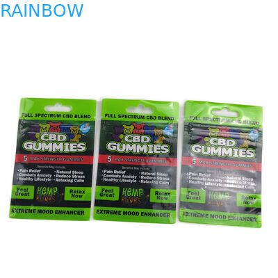 Malotes plásticos de saco liso de Mylar que empacotam o furo de suspensão selado três lados para Cbd Gummies