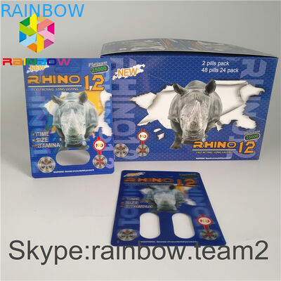 Bloco de bolha sexual masculino do realce que empacota caixas de exposição do papel de 350g 400g para a cápsula