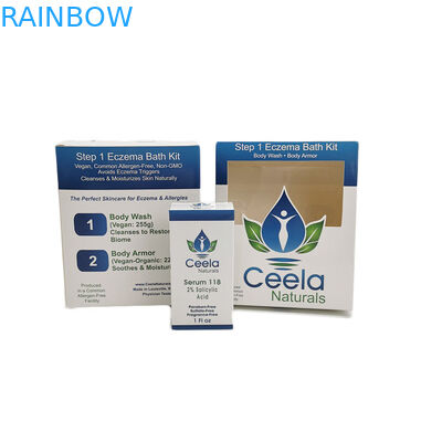 Caixa de papel do cartão branco lustroso que empacota a aplicação varejo da lavagem do corpo dos cuidados com a pele
