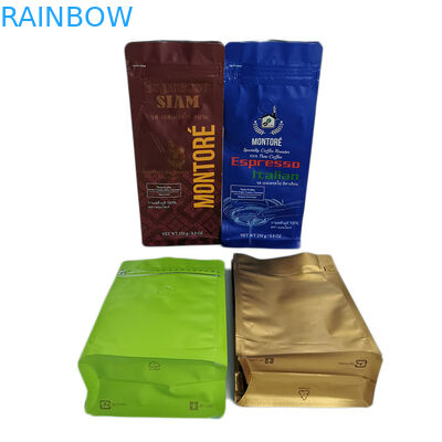 Calor da folha de alumínio - os saquinhos de chá selados, malote Resealable do café da parte inferior lisa ensacam com válvula