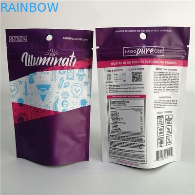 A cookie CBD 3x4 da erva daninha da folha de alumínio levanta-se o saco do zíper