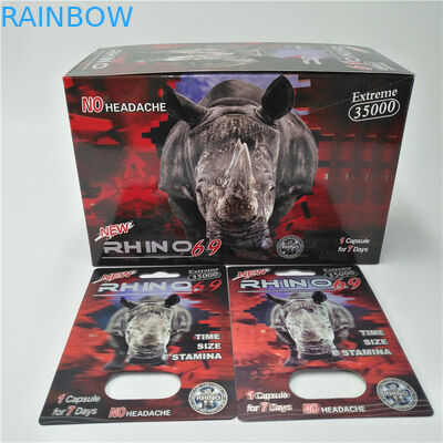 Embalagem plástica impressa costume do cartão da bolha dos comprimidos do rinoceronte