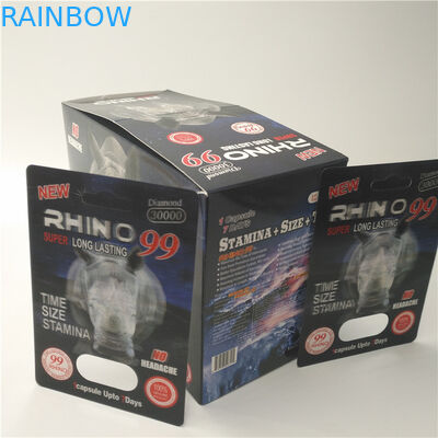 Embalagem plástica impressa costume do cartão da bolha dos comprimidos do rinoceronte