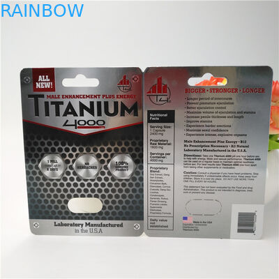 empacotamento masculino do cartão da bolha do cartão dos comprimidos 3D do rinoceronte do tampão de 12mm