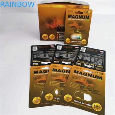 Comprimido sexual dos realces masculinos do rinoceronte 69 que empacota a bolha do capsul do cartão 3d para a exposição