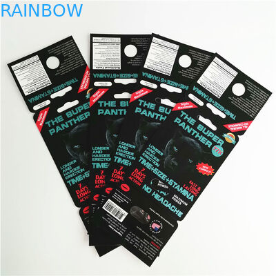 Comprimido sexual dos realces masculinos do rinoceronte 69 que empacota a bolha do capsul do cartão 3d para a exposição