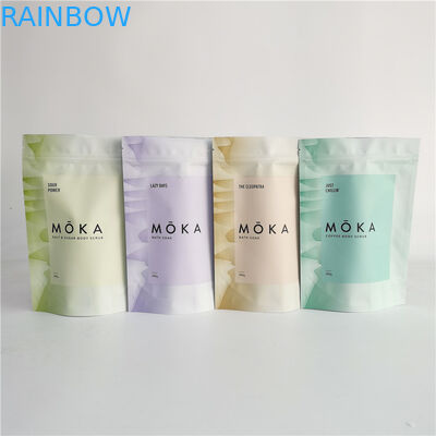 Esteja acima o corpo Ziplock do malote esfregam o saco de empacotamento para o sal de banho com folha para dentro