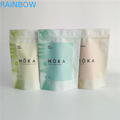 Esteja acima o corpo Ziplock do malote esfregam o saco de empacotamento para o sal de banho com folha para dentro