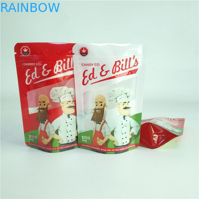 Digitas que imprimem o suporte gomoso de empacotamento do saco CBD dos doces 100mg acima do malote com janela clara