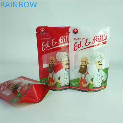 Digitas que imprimem o suporte gomoso de empacotamento do saco CBD dos doces 100mg acima do malote com janela clara