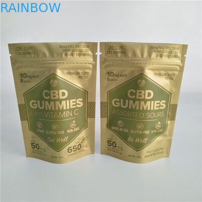 Digitas que imprimem o saco pequeno de Mylar da prova do malote de Matte Gold Stand Up Zipper para ervas daninhas