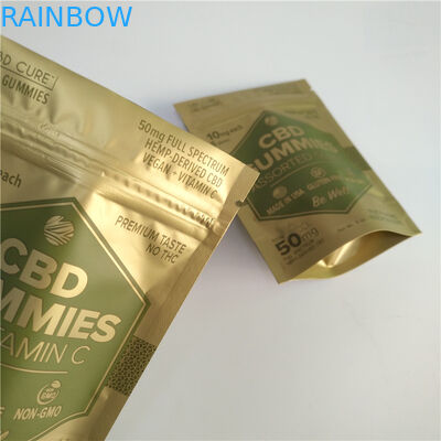 Digitas que imprimem o saco pequeno de Mylar da prova do malote de Matte Gold Stand Up Zipper para ervas daninhas