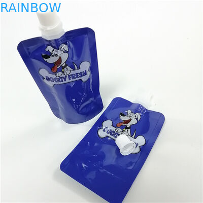 O malote imprimindo feito sob encomenda do bico que empacota o deleite líquido do cão dos alimentos para animais de estimação 100ml está acima dos sacos