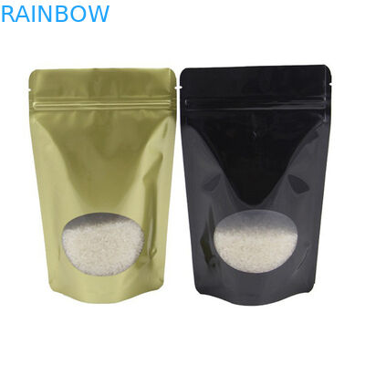 O ouro reciclável personalizado levanta-se o malote Ziplock com a janela clara da folha de alumínio para o café Bean Tea dos doces