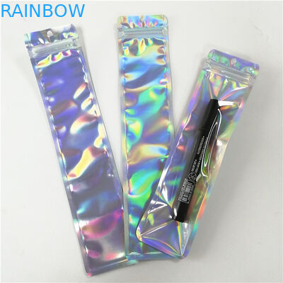Os sacos lisos impressos costume do holograma plástico com o zíper para compõem o empacotamento da pena da ferramenta