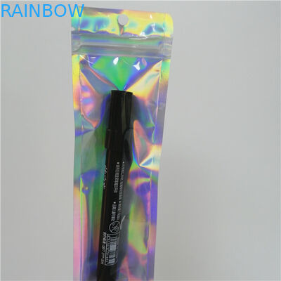Os sacos lisos impressos costume do holograma plástico com o zíper para compõem o empacotamento da pena da ferramenta