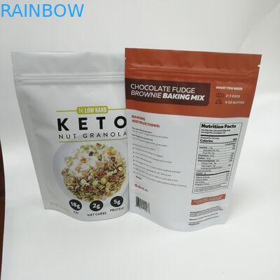 O fechamento laminado imprimindo UV do fecho de correr do malote da folha de alumínio levanta-se o saco para o empacotamento do foo do granola da porca