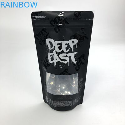 Matt Black Aluminum Foil impresso feito sob encomenda 250g 1kg 12oz com Ziplock está acima do malote com o saco claro da janela