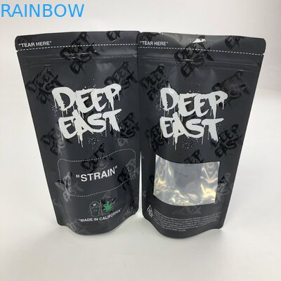 Matt Black Aluminum Foil impresso feito sob encomenda 250g 1kg 12oz com Ziplock está acima do malote com o saco claro da janela