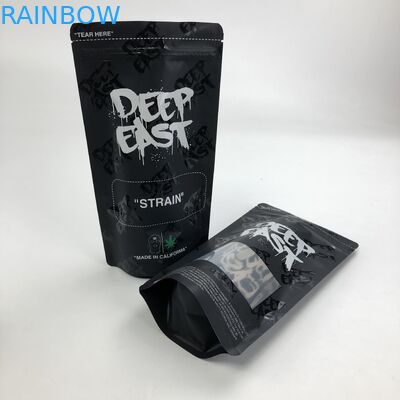 Matt Black Aluminum Foil impresso feito sob encomenda 250g 1kg 12oz com Ziplock está acima do malote com o saco claro da janela