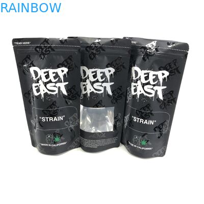 Matt Black Aluminum Foil impresso feito sob encomenda 250g 1kg 12oz com Ziplock está acima do malote com o saco claro da janela