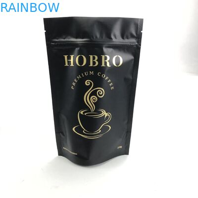 Matt Black Aluminum Foil impresso feito sob encomenda 250g 1kg com malote Ziplock levanta-se o café Bean Bag Packaging