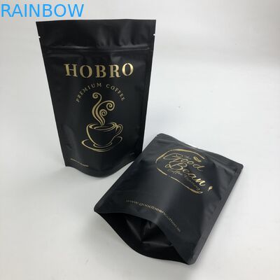 Matt Black Aluminum Foil impresso feito sob encomenda 250g 1kg com malote Ziplock levanta-se o café Bean Bag Packaging