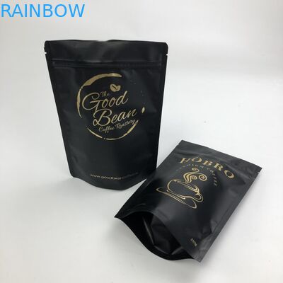 Matt Black Aluminum Foil impresso feito sob encomenda 250g 1kg com malote Ziplock levanta-se o café Bean Bag Packaging