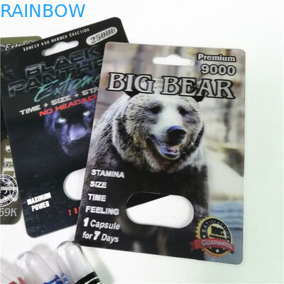 Comprimidos sexuais do realce que empacotam cartões máximos da bolha do rinoceronte 150K 3D com a caixa de papel para a cápsula do sexo do pó