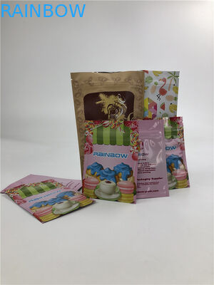 saco selado três lados de superfície lustroso plástico da folha de alumínio de saco liso do zíper 3.5g para a porca da polpa de coco dos biscoitos