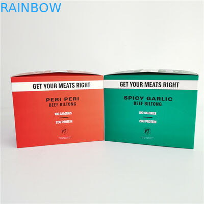 A impressão deslocada rasga fora a caixa de papel para a carne seca da carne