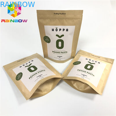 Suporte resealable impresso feito sob encomenda dos sacos de papel de Brown kraft acima do malote de empacotamento do papel ziplock