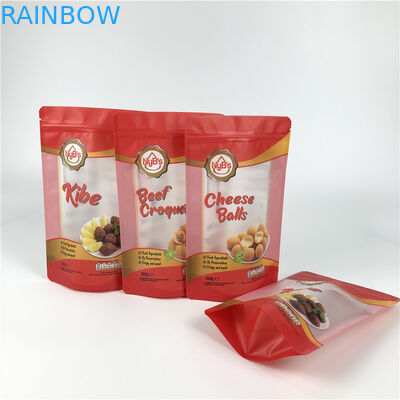 GMOPP plásticos VMPET levantam-se o saco do zíper com janela clara