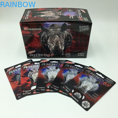 Rinoceronte do PVC 60*80cm da cápsula do comprimido 69 cartões 3D de empacotamento