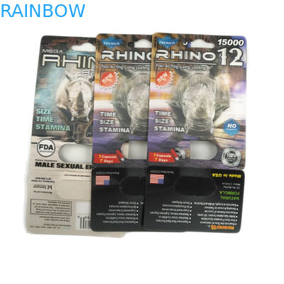 Caixa de exposição masculina dura do cartão da bolha 3d do rinoceronte 69 do comprimido do realce de Rox