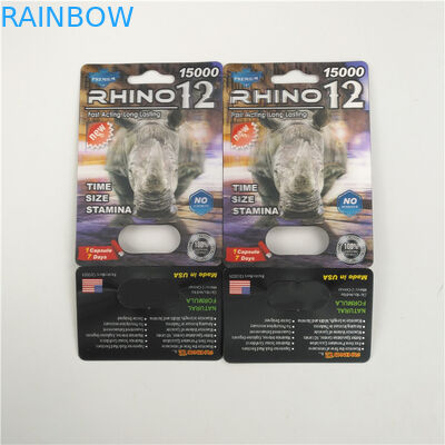 Caixa de exposição masculina dura do cartão da bolha 3d do rinoceronte 69 do comprimido do realce de Rox