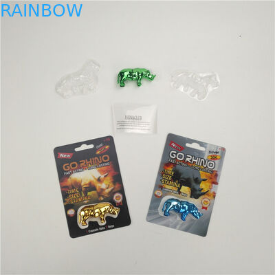 Cartão de terminação lustroso da embalagem 3D do rinoceronte 7 9x12cm do realce